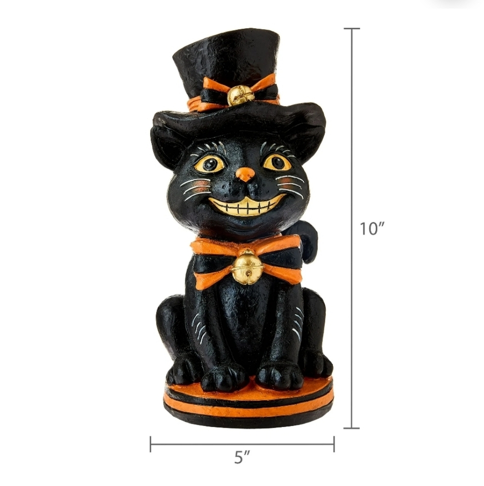 Halloween 10' Black Cat Figurine with Orange Accents - Picture 4 of 4